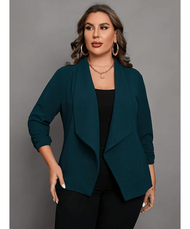 KissICON Elegant Teal Curve Blazer – To Party Versatility