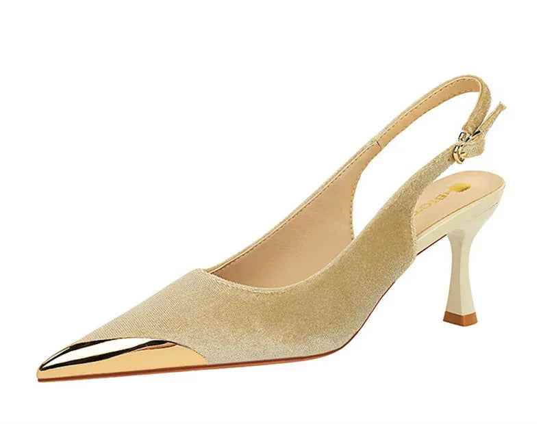 KissICON Elegant Women Green High Heel Velvet Pumps Wedding