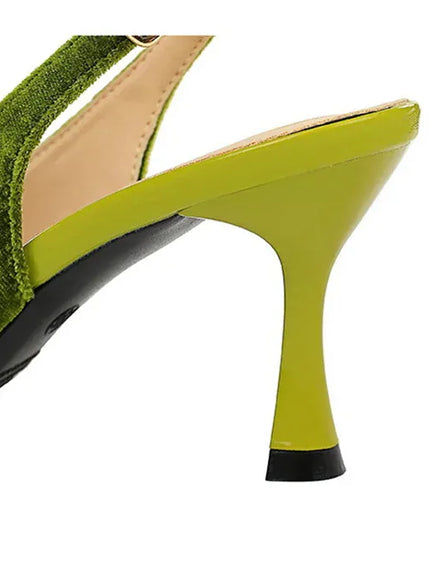 KissICON Elegant Women Green High Heel Velvet Pumps Wedding