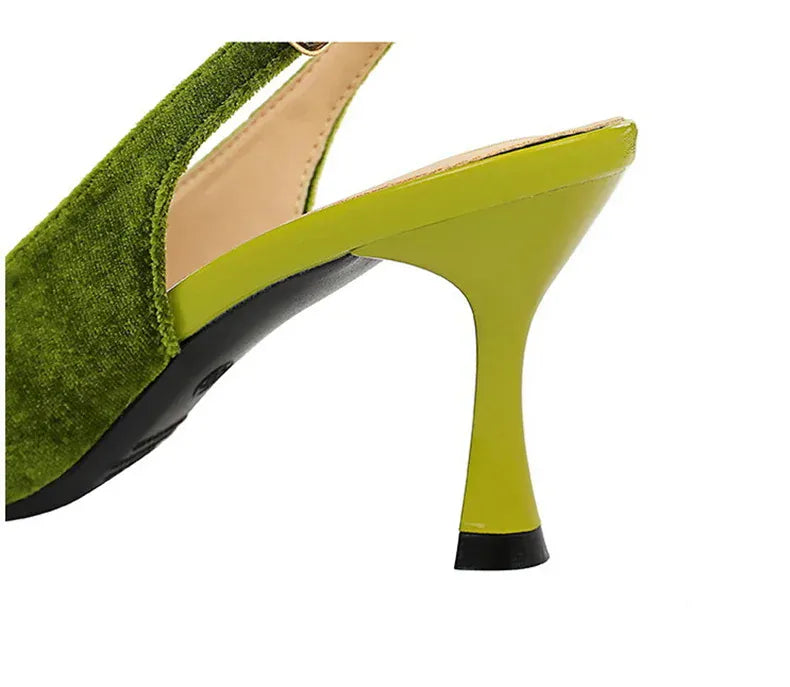KissICON Elegant Women Green High Heel Velvet Pumps Wedding