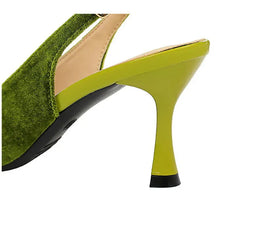 KissICON Elegant Women Green High Heel Velvet Pumps Wedding