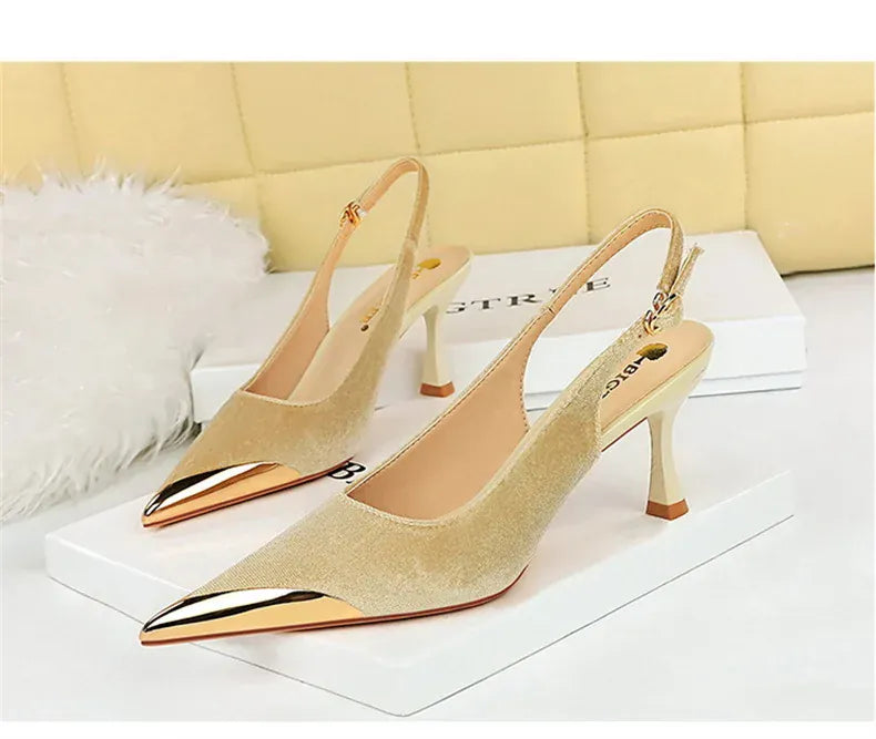 KissICON Elegant Women Green High Heel Velvet Pumps Wedding