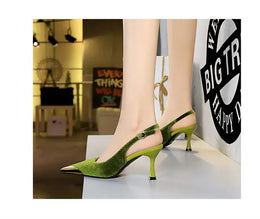 KissICON Elegant Women Green High Heel Velvet Pumps Wedding