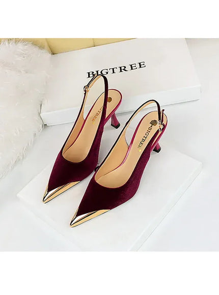 KissICON Elegant Women Green High Heel Velvet Pumps Wedding