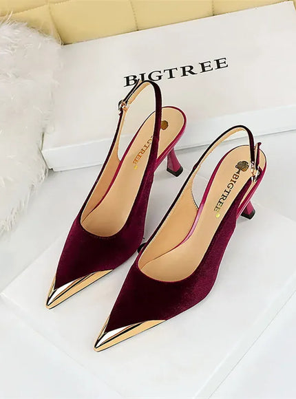 KissICON Elegant Women Green High Heel Velvet Pumps Wedding