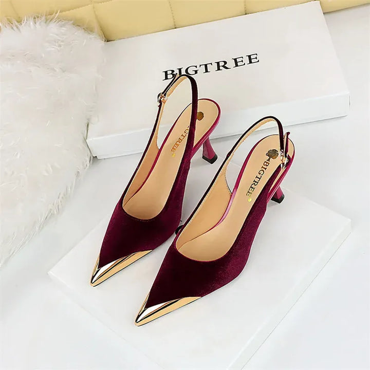 Elegant Women Green High Heel Velvet Pumps Wedding