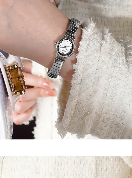 KissICON Elegant Women Quartz Watch Waterproof Stainless Oval Case
