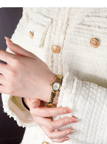KissICON Elegant Women Quartz Watch Waterproof Stainless Oval Case