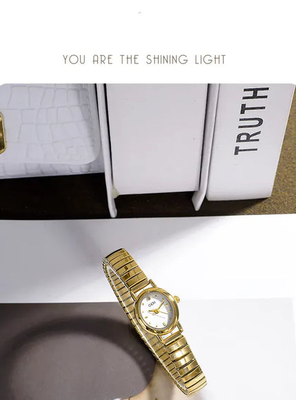 KissICON Elegant Women Quartz Watch Waterproof Stainless Oval Case