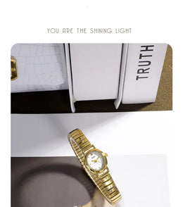 KissICON Elegant Women Quartz Watch Waterproof Stainless Oval Case