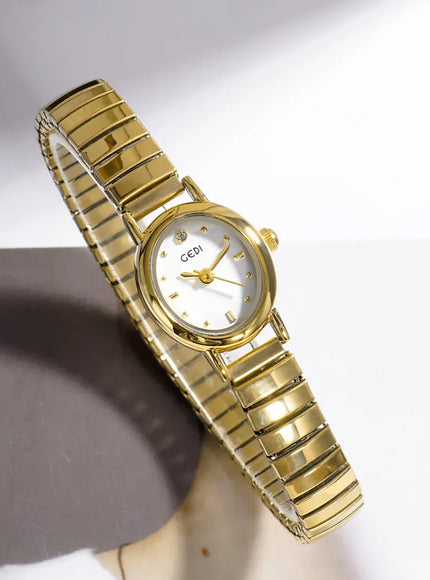 KissICON Elegant Women Quartz Watch Waterproof Stainless Oval Case