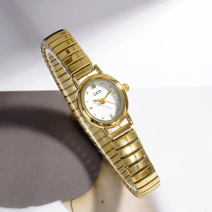 Elegant Women Quartz Watch Waterproof Stainless Oval Case