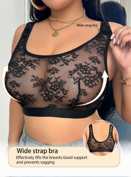 KissICON Elegant Women's Bralette Contrast Mesh No Padding