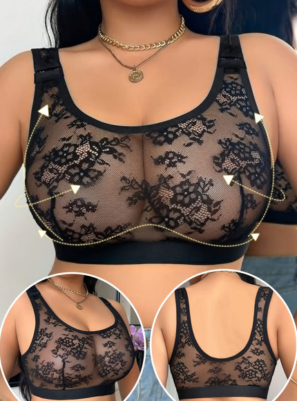 KissICON Elegant Women's Bralette Contrast Mesh No Padding