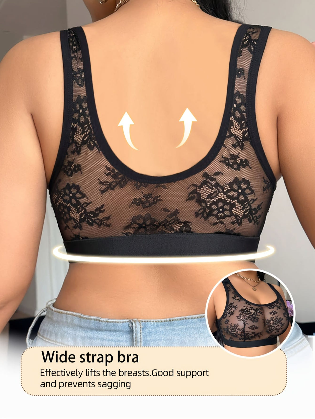 KissICON Elegant Women's Bralette Contrast Mesh No Padding