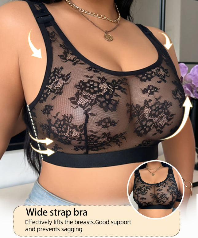 KissICON Elegant Women's Bralette Contrast Mesh No Padding