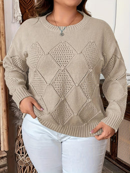 jkthpu-45 Elegant Women's top Plus size Women's crew neck