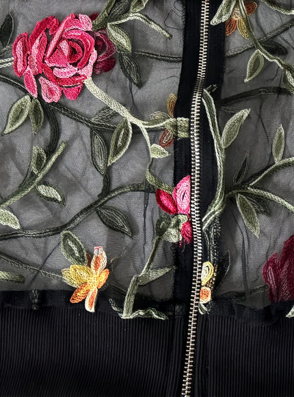 KissICON Outerwear Embroidered Floral CutOut Plus Size Jacket