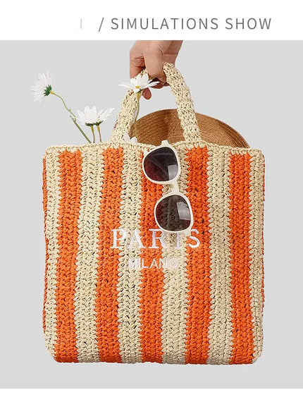KissICON Embroidered Letter Hand Woven Hand-held Beach Women's