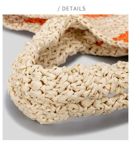 KissICON Embroidered Letter Hand Woven Hand-held Beach Women's