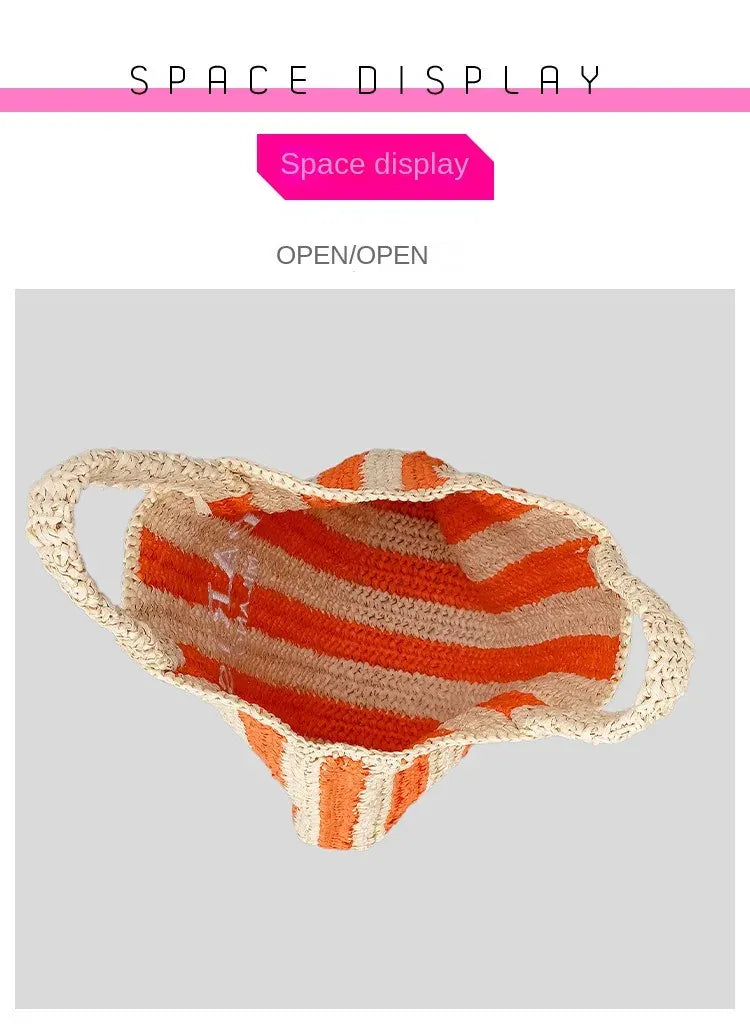KissICON Embroidered Letter Hand Woven Hand-held Beach Women's