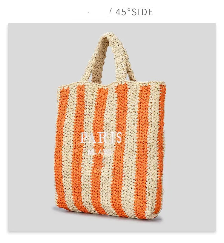 KissICON Embroidered Letter Hand Woven Hand-held Beach Women's