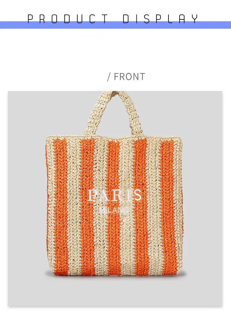 KissICON Embroidered Letter Hand Woven Hand-held Beach Women's
