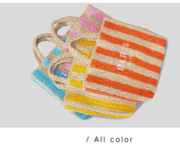 KissICON Embroidered Letter Hand Woven Hand-held Beach Women's