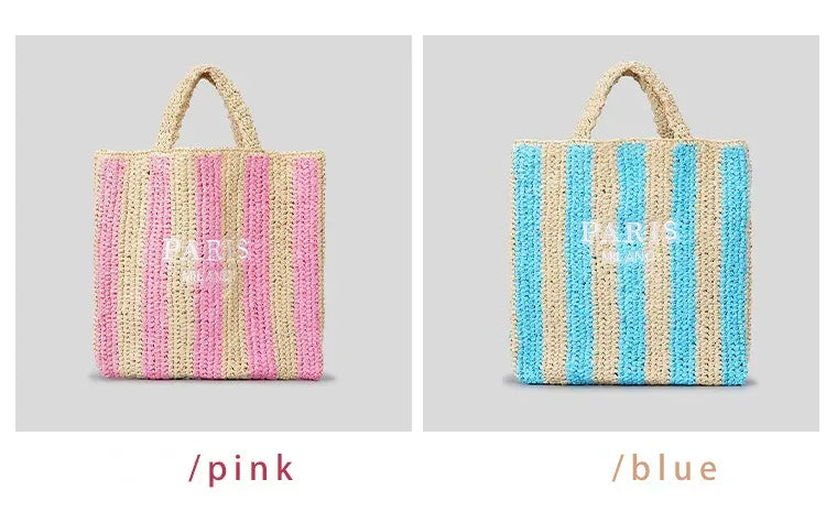 KissICON Embroidered Letter Hand Woven Hand-held Beach Women's
