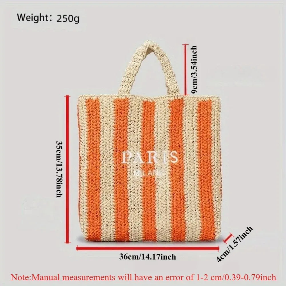 KissICON Embroidered Letter Hand Woven Hand-held Beach Women's