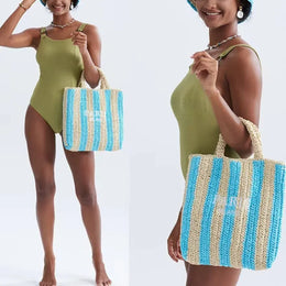 KissICON Embroidered Letter Hand Woven Hand-held Beach Women's