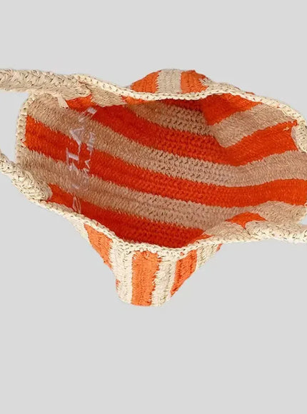 KissICON Embroidered Letter Hand Woven Hand-held Beach Women's