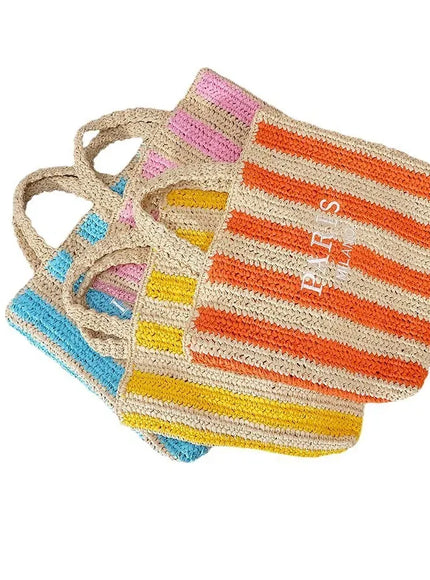 KissICON Embroidered Letter Hand Woven Hand-held Beach Women's