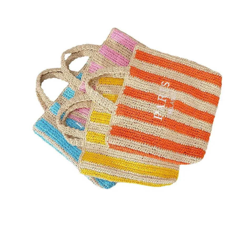 KissICON Embroidered Letter Hand Woven Hand-held Beach Women's