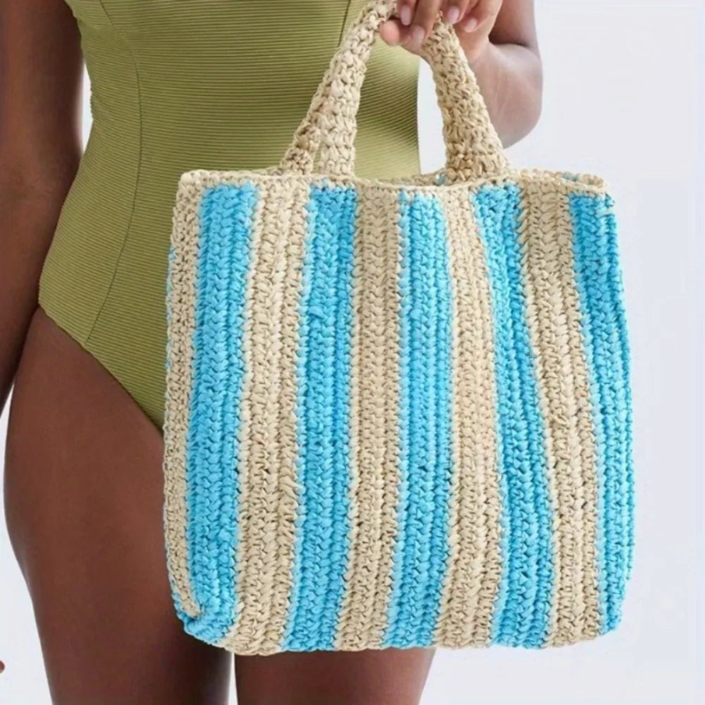KissICON Embroidered Letter Hand Woven Hand-held Beach Women's