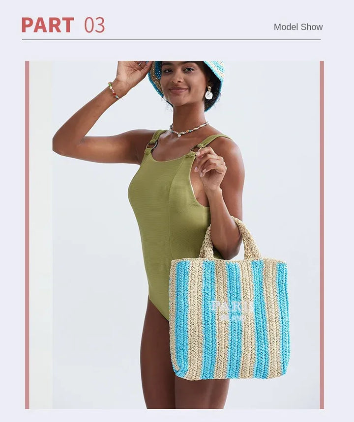 Embroidered Letter Hand Woven Hand-held Beach Women's