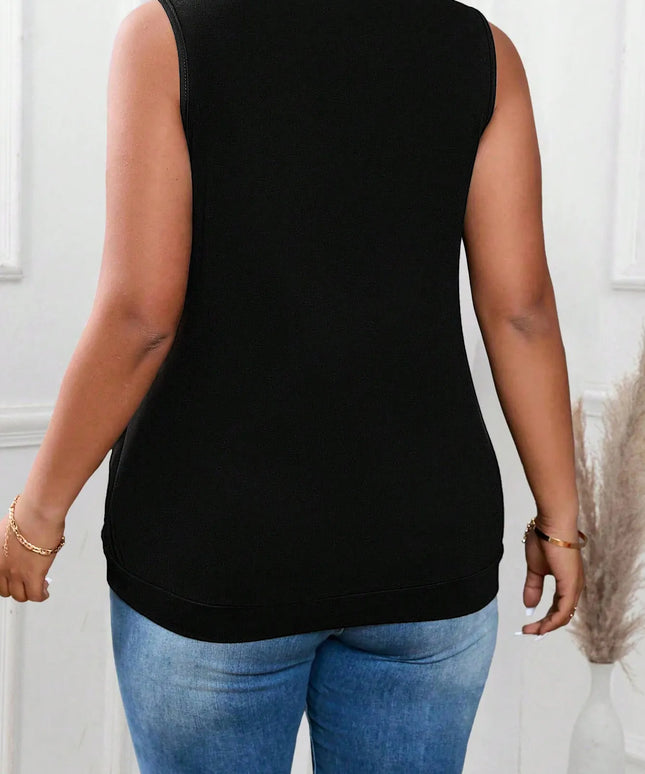 jkthpu-45 Emery Rose Plus Square Neck Sequin Knit Vest
