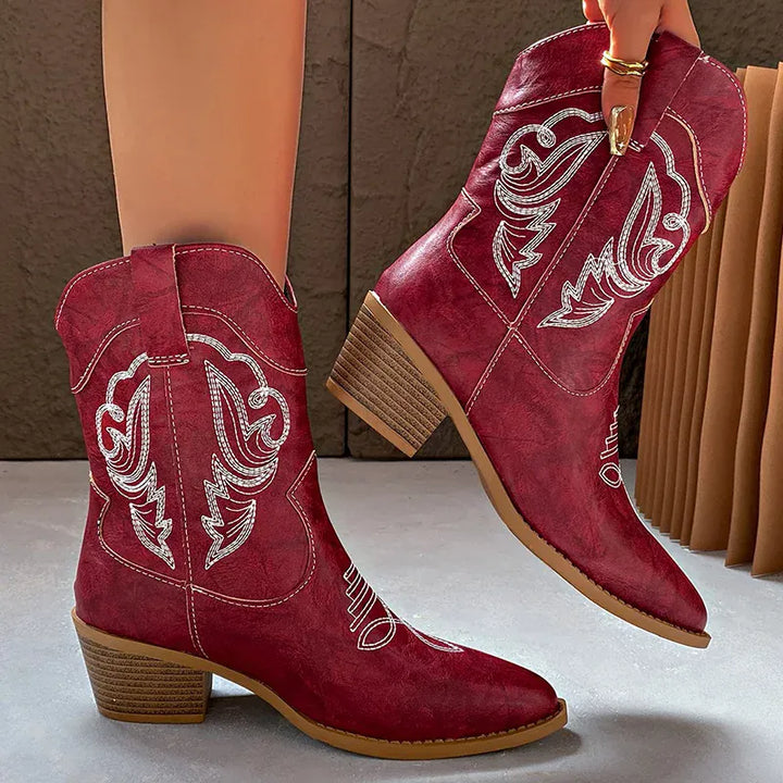 Ethnic Embroider Decor High Heel Boots for Women