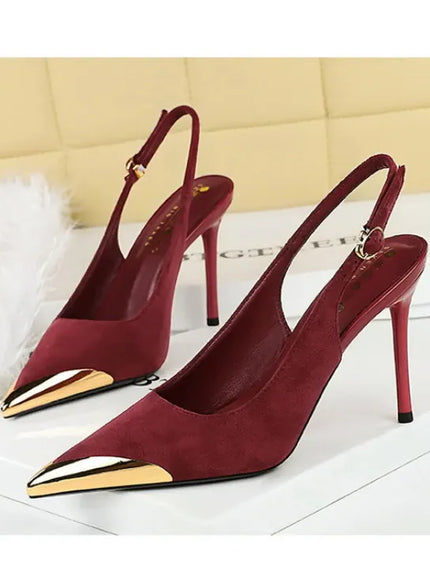 KissICON European American Style Metal Pointed High Heels Slim