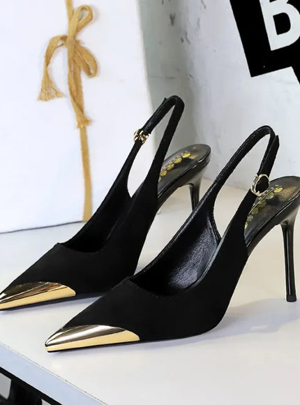 KissICON European American Style Metal Pointed High Heels Slim