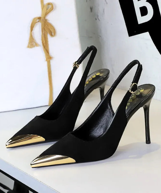 KissICON European American Style Metal Pointed High Heels Slim