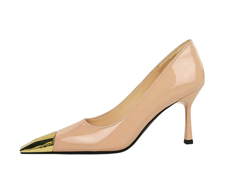KissICON European Fashion Metal Square-Toe High Heels Shallow Mouth