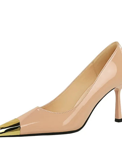 KissICON European Fashion Metal Square-Toe High Heels Shallow Mouth