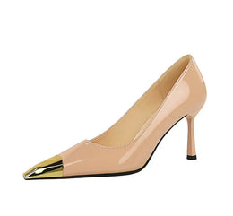 KissICON European Fashion Metal Square-Toe High Heels Shallow Mouth