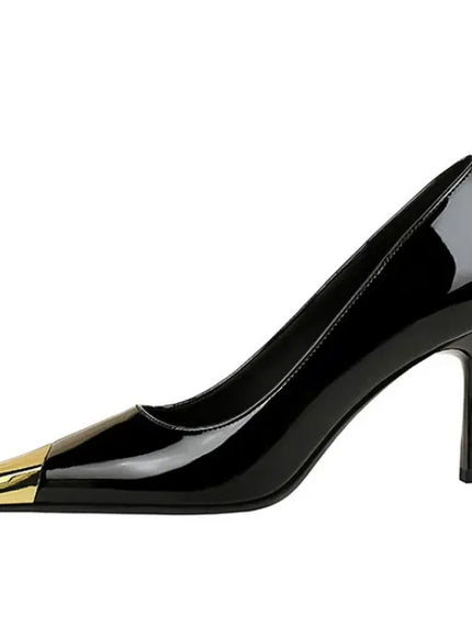 KissICON European Fashion Metal Square-Toe High Heels Shallow Mouth