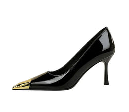 KissICON European Fashion Metal Square-Toe High Heels Shallow Mouth