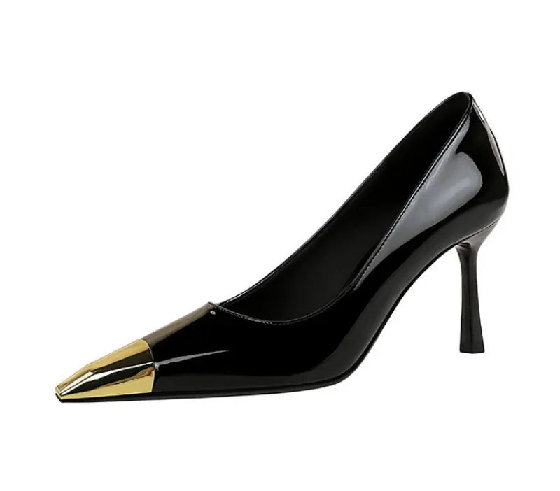 KissICON European Fashion Metal Square-Toe High Heels Shallow Mouth