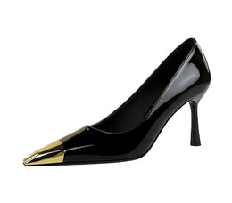 KissICON European Fashion Metal Square-Toe High Heels Shallow Mouth