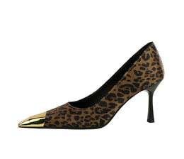 KissICON European Fashion Metal Square-Toe High Heels Shallow Mouth