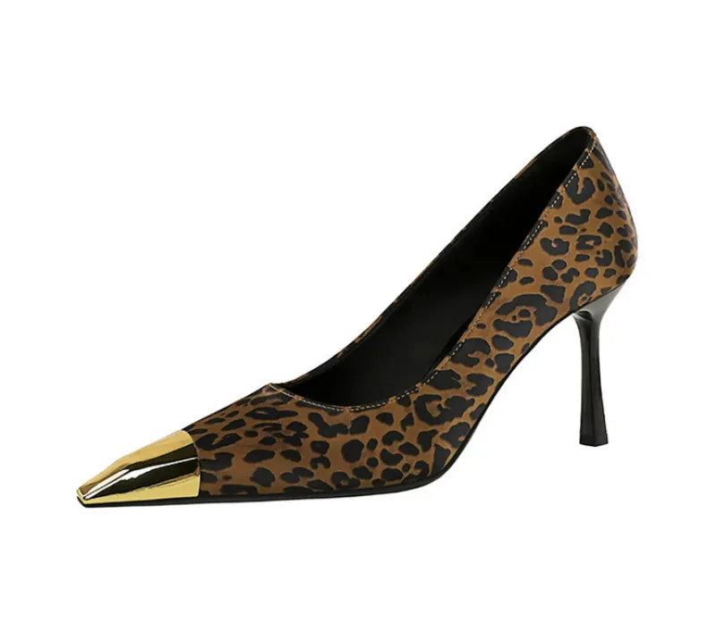 KissICON European Fashion Metal Square-Toe High Heels Shallow Mouth